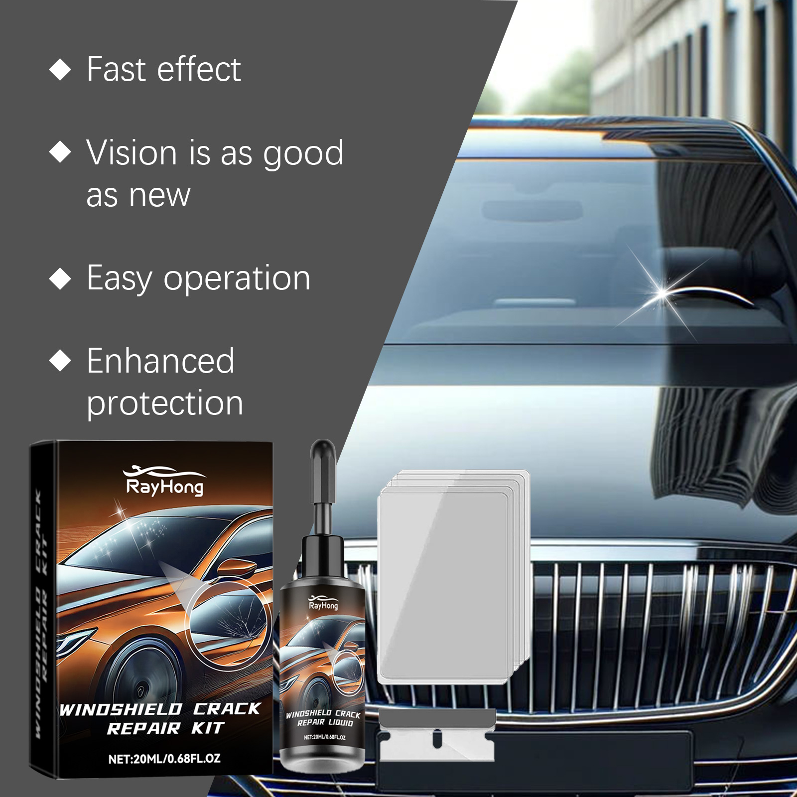 Araba Ön Camı Çatlak Onarım Re - Liquid Uv Glue Kit incelemesi ve fiyatı